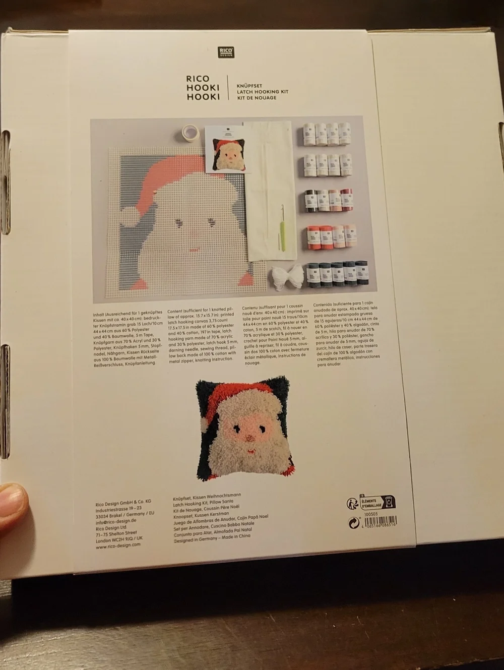 Rico Design Latch Hooking Kits - Santa Pillow, 15